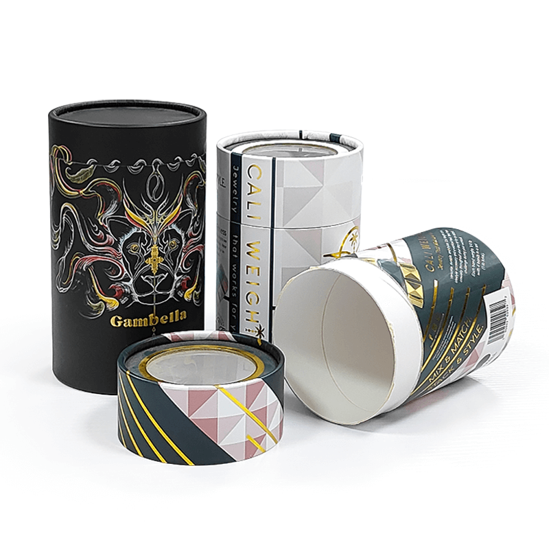 Recyclable And Stylish Paper Tube Gift Box Hot Stamping With Stickers Custom Logo