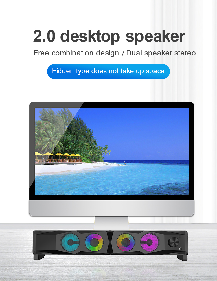 Multimedia Portable 2.0 Channel USB PC Powered RGB Gaming Computer Speakers for CKD SKD