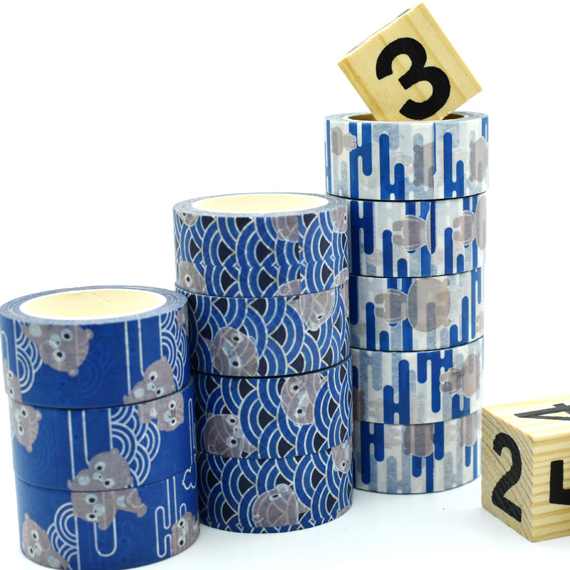 Wholesale Washi Tape Custom Printed Blue Japanese Paper Tape Colored Masking Tape