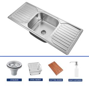 Wholesale 20 Gauge Steel Single Bowl Drop In Kitchen Sink With Drainboard from china suppliers