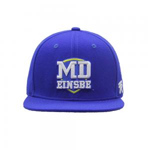 China Promotional Hat Custom Blue Flat Brim Snapback Plastic Closure 6 Panels Wool Cap with 3D Embroidery blue on sale