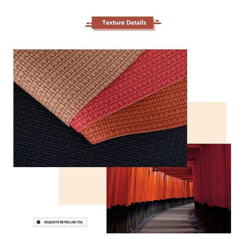 1.2mm Stylish Woven Pattern PVC Leather Handbag Placemat Wallpaper Decoration Cosmetic Box Packaging