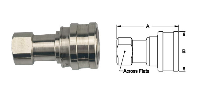 CB-SPB-1F female socket with poppet seal and compact profile