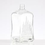 Clear Glass Collar 750ml Embossed Bottle for Alcoholic Beverages and Drinks