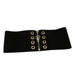 PU Black Dress Belt Womens 12cm Strap Zipper Elastic Band Connection