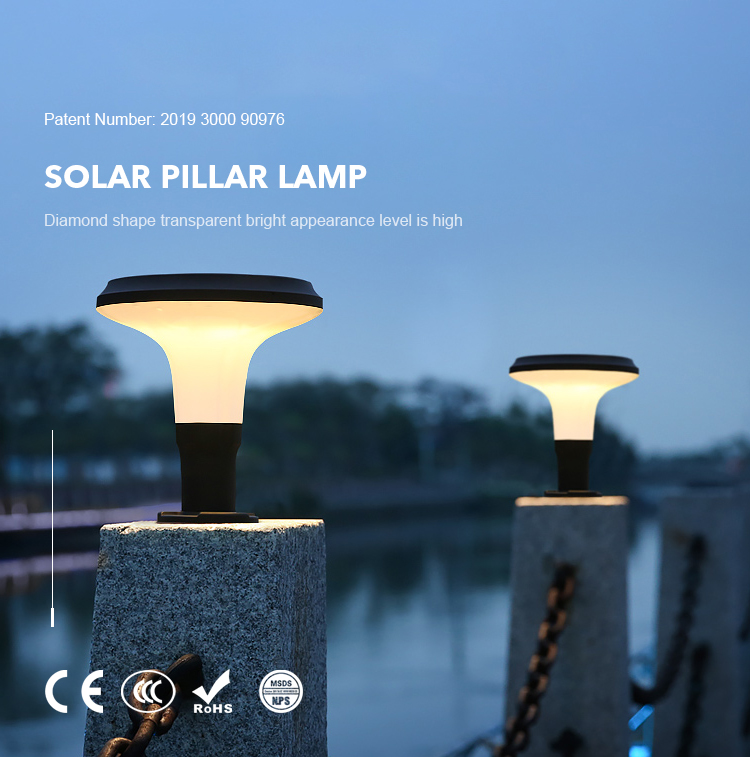 OEM Outdoor Garden Solar Column Pillar Lights 150 Lumens Weatherproof