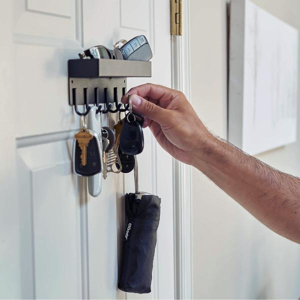 Magnetic Wall Organizer Entryway Key Holder Hooks Tray For Storage