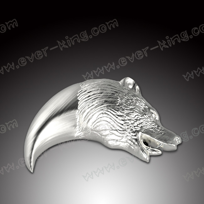 Silver Golden Collections Bear Head Zinc Alloy Medal Label