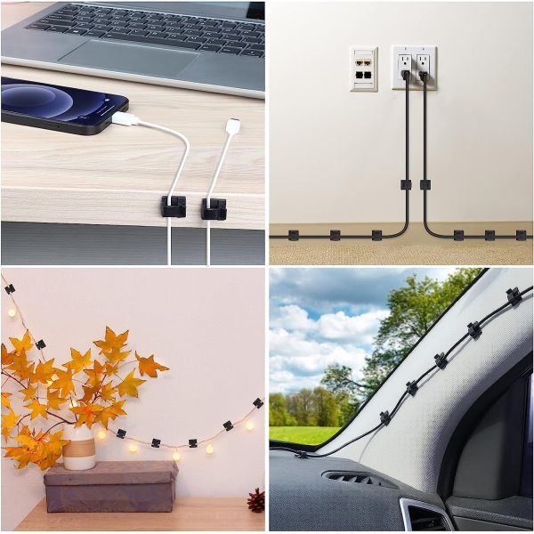 Black White Wall Wire Holder Strong Adhesive Eco Friendly For Wide Application