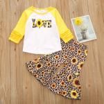 90cm 35in Children'S Outfit Sets Polyester Long Sleeve Shirts Leopard Print Suit