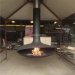 700mm Wood Burning Carbon Steel Hanging Suspended Ceiling Fireplace