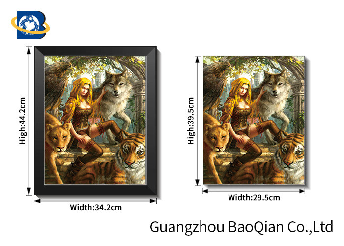 3d Flip Effect Picture With Frame Wall Hanging Flip , 3d Pretty Girl And Animal Flip Image