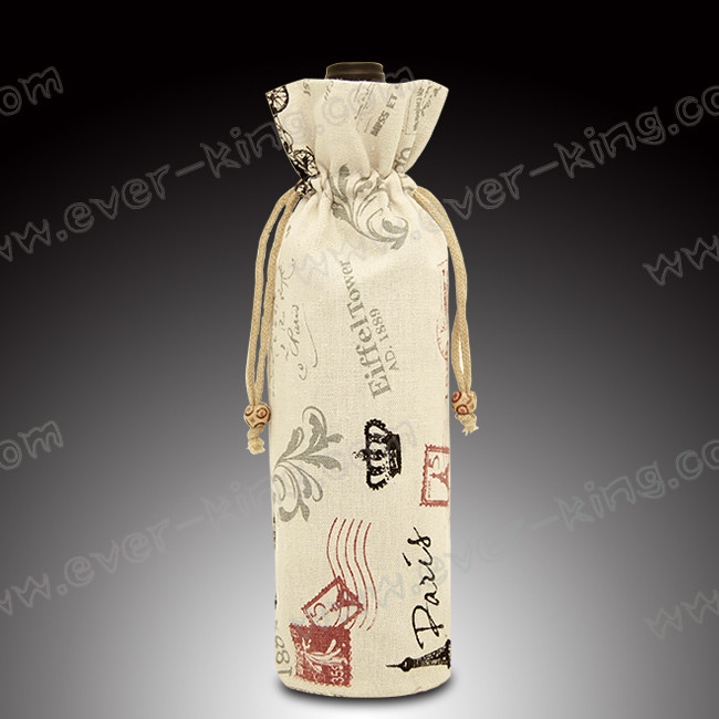 SGS Drawstring Cotton Cloth Wine Gift Bags For Liquor