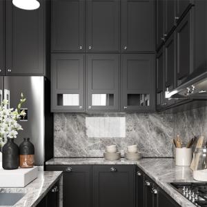 Wholesale Black Free Standing Kitchen Cabinets Waterproof With Island PVC Kitchen Cabinets from china suppliers