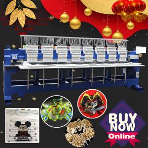 Wholesale HO1508H free shipping 15 needle 8 head embroidery machine 1200 spm 400*450mm cheapest industrial embroidery hat machine from china suppliers