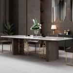 Titanium 0.9m Contemporary Luxury Dining Table 30in Marble Top