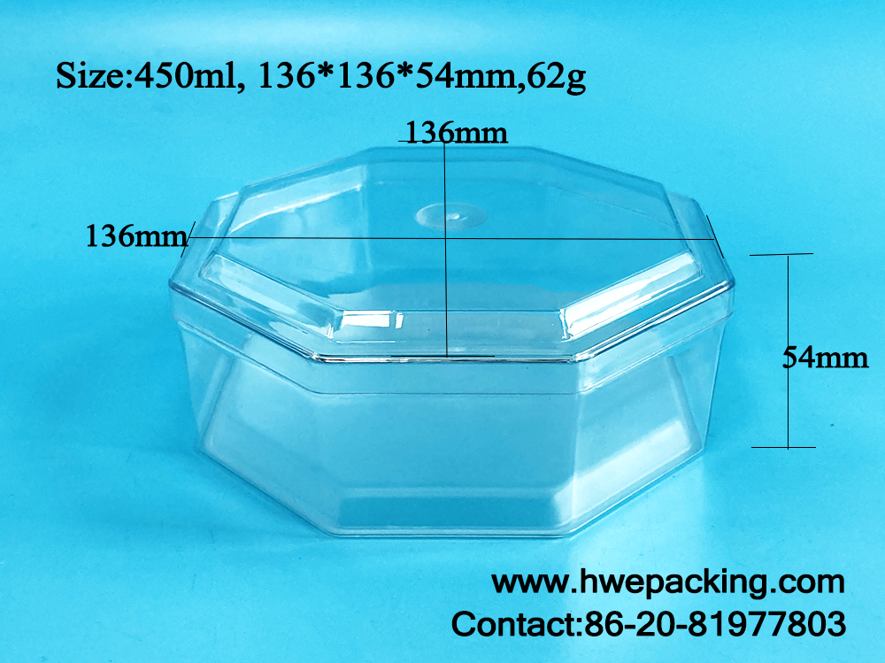 Octagonal Custom Nut Meat Cubilose 15oz Clear PET Box