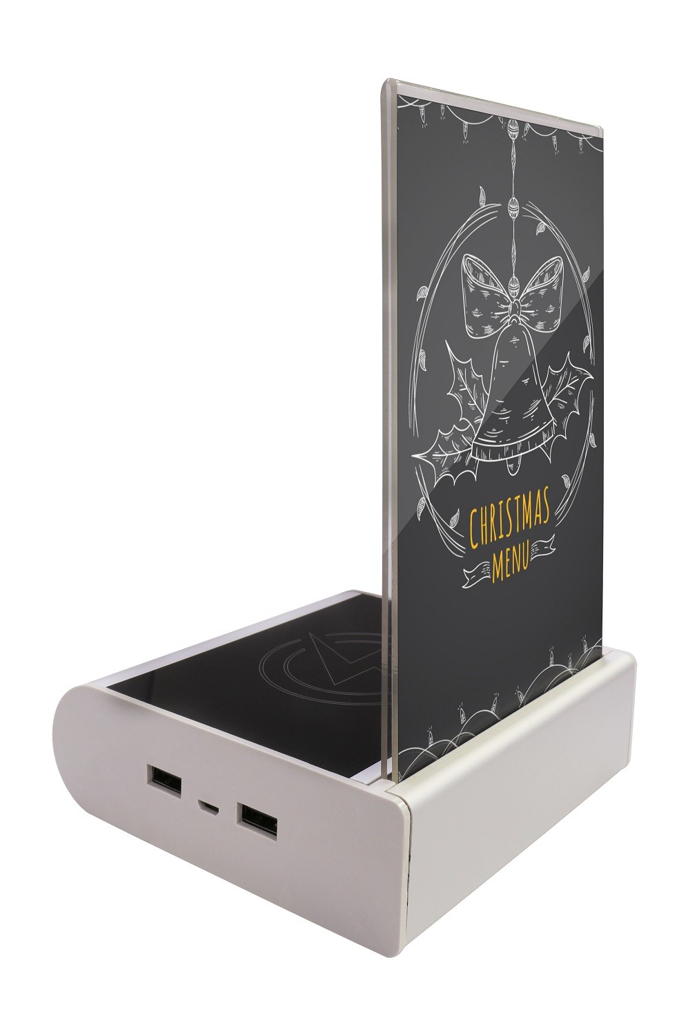 Trangle Shape Top Table Smartphone Charging Station Menu Power Bank With Acrylic Sheet
