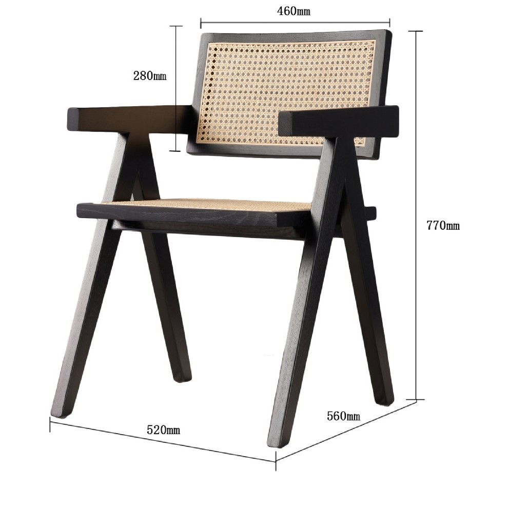 Customizable Rattan And Wood Armchair OEM Wooden Dining Room Chairs