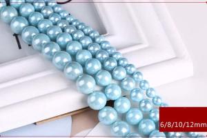 Wholesale Wholesale High Quality 6mm-12mm Blue Round Shap Shell Pearl Strand 16 inches from china suppliers