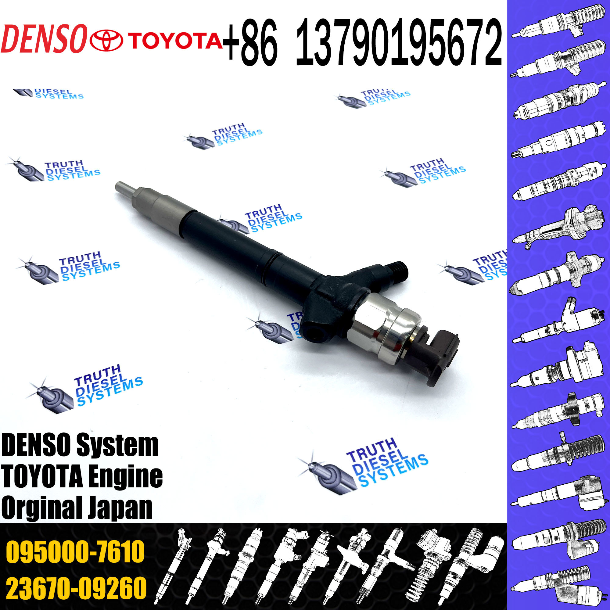 Common Rail Diesel Fuel Injector 23670-0R010 236700R010 095000-7610