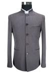 Dark Grey Mens Casual Blazer Jacket Stand Collar Tunic Suit Viscose Fabric Type