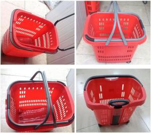Wholesale Stackable Plastic Shopping Basket With Wheels For Grocery / Supermarket from china suppliers