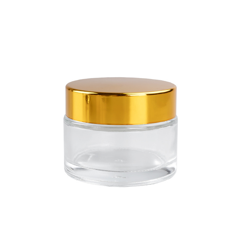 5g 10g 15g 30g 50g 100g Food Grade Round Glass Jar with Gold or Silver Lids from Screen Printing