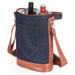 Denim Insulated Wine Cooler Bags Cheese Tote 2 Bottle Picnic 8.5x3.8x14"