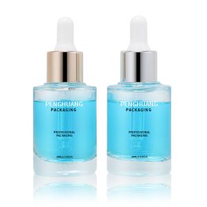 Wholesale Round Massage Oil Glass Dropper Bottle Serum Pipette 30ml Clear Glass Face Skincare Bottle from china suppliers