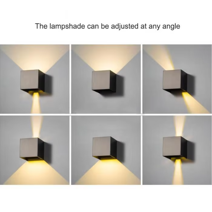 Outdoor Waterproof LED Wall Lamp Up And Down Aluminum Exterior Modern Cube Garden Light