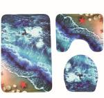 3pcs Toilet Mat Set U Shaped Stone Printed Restroom Rug Set