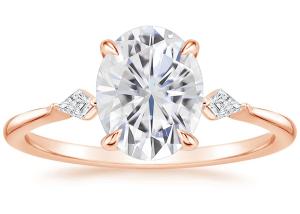 Wholesale 10K Rose Gold Oval Moissanite Engagement Rings Dia OV7×9mm 2.1ct from china suppliers