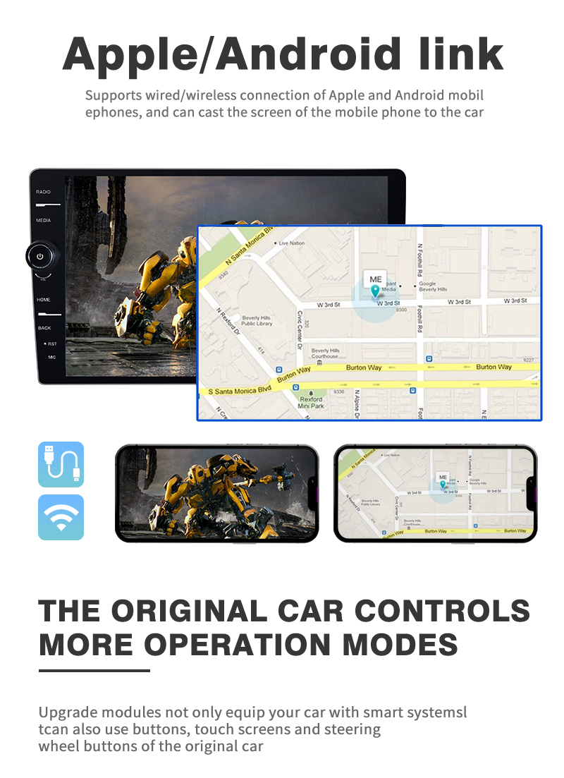 9 Inch Android 12 Car Stereo Audio System with 8 Core 4 64G Car Monitor GPS Carplay DSP
