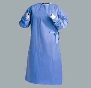 Biodegradable Disposable Surgical Gowns Medical Apparel With 4 Waist Belts Blue
