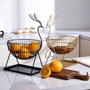 Wholesale Anti Corrosion Metal 2 Tier Fruit Basket , H37.5cm SS Fruit Basket from china suppliers