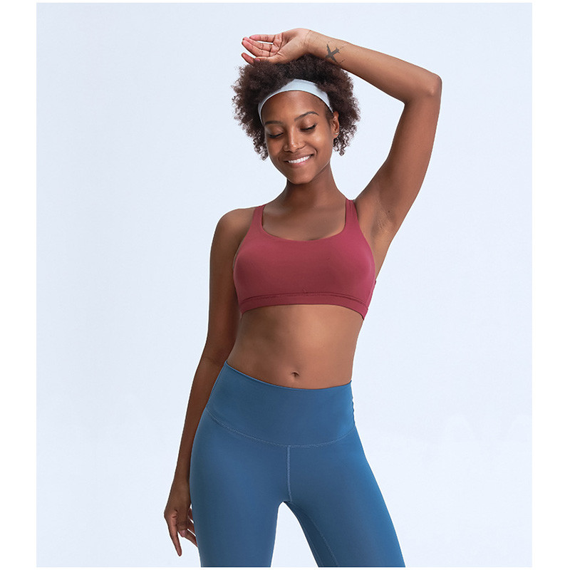 Naked Feeling Breathable Women Sports Bra Cross Back With Removable Pad