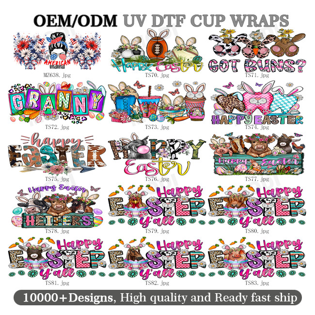 Wholesale Custom Design Cartoon Theme 16oz Glass Can UVDTF Tumbler Sticker Decals UV DTF Cup Wrap Transfers