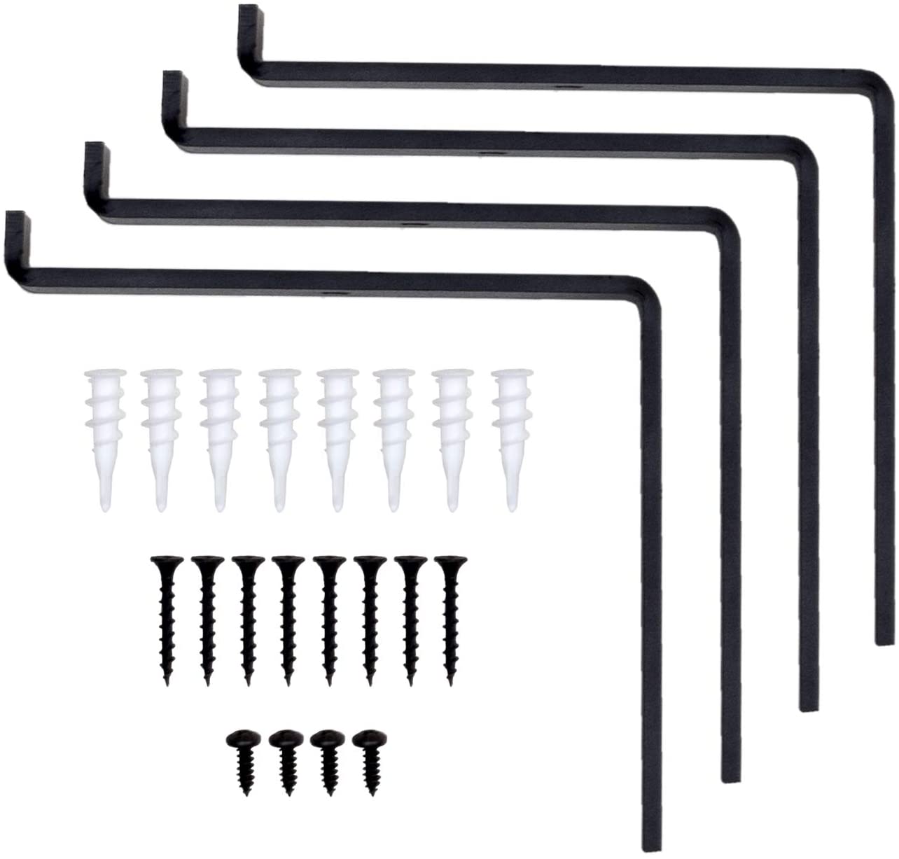 Garage and Kitchen Floating Shelves Hardware Heavy Duty Black Metal Brackets with Lip