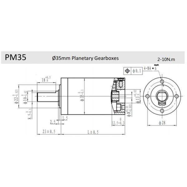 35mm Planetary Reducer Gearbox With Hardened Steel Gears 10N.M Robust