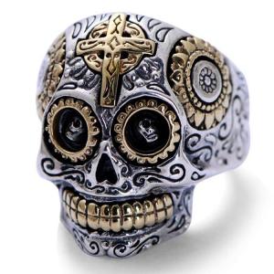 Wholesale Mens Two Tone 925 Silver Skull Ring Retro Vintage Jewelry (XH052248W) from china suppliers