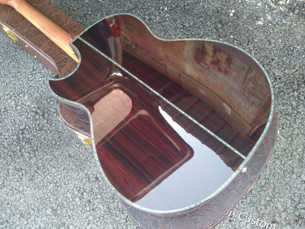 AAA all solid wood custom guitar handmade GRAND cutaway professional acoustic electric guitar
