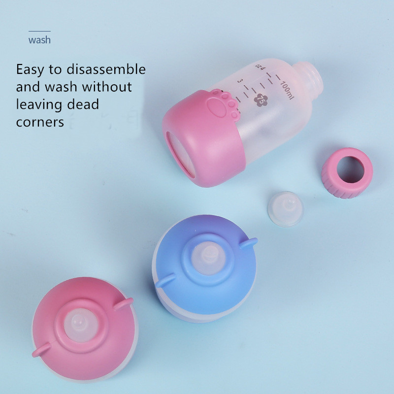 Anti Scalding Silicone Nipple Set 100ml Kitten Feeding Bottle Customization
