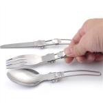 Stainless Steel Folding Knife Spoon Fork, Camping Utensils Set Foldable Travel
