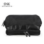 Double Zipper Travel Men PU Polyester Cosmetic Bag