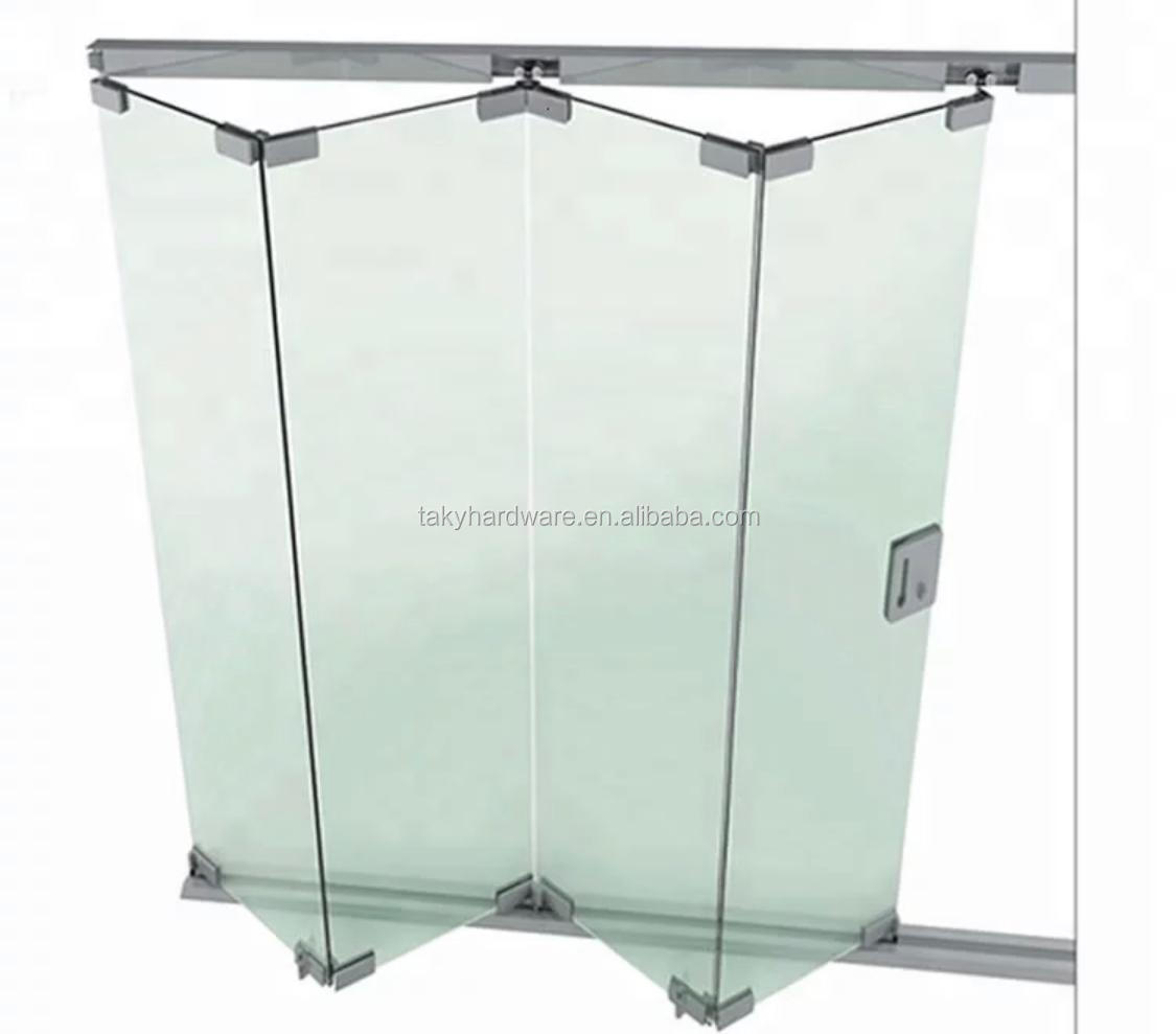 Satin/Polish Finish Folding Glass Sliding Door for Office Glass Partition Hardware