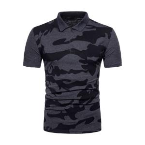 Wholesale Camo Print Patchwork Lapel OEM T Shirts 270gsm Spring Summer Polo Outfit Men from china suppliers