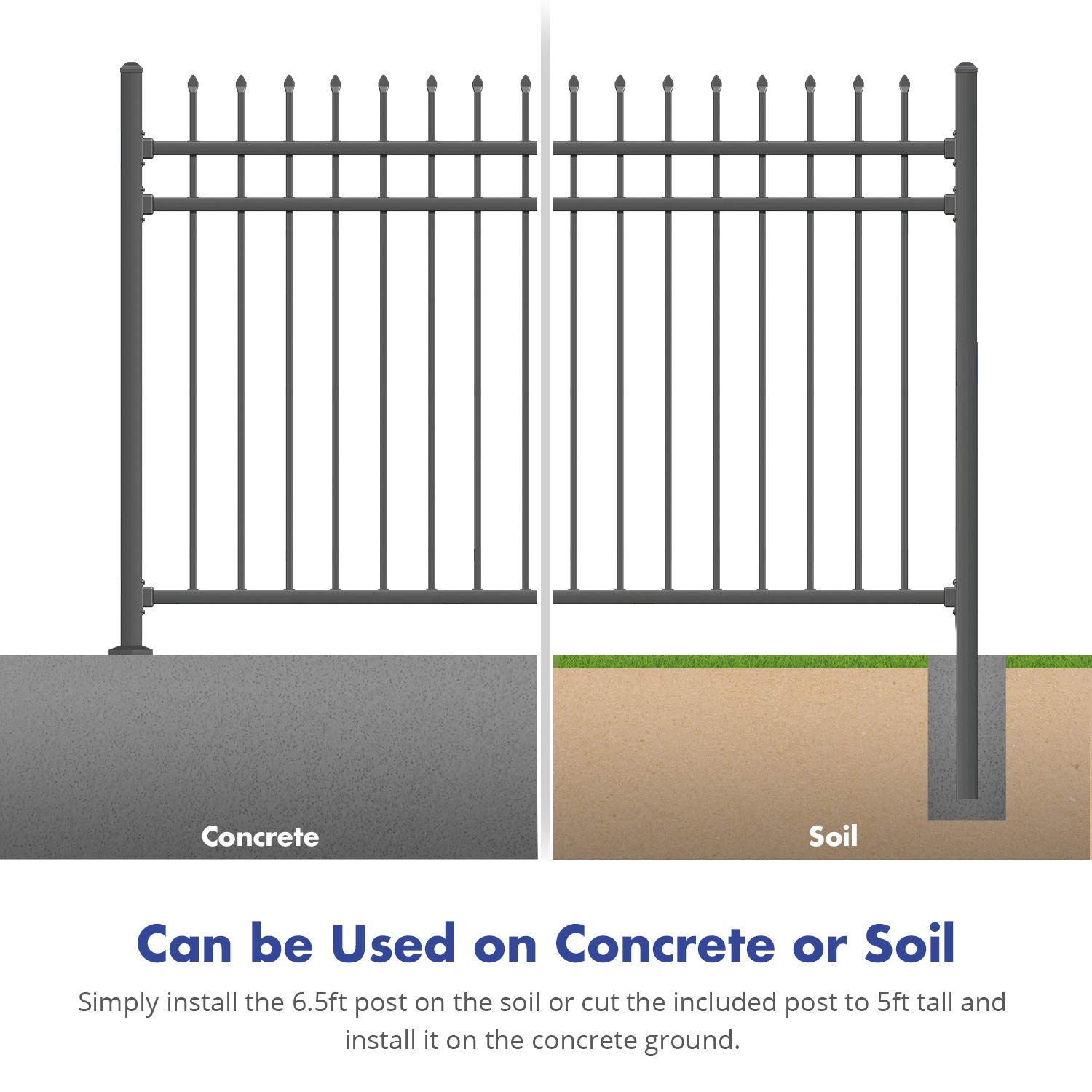 Factory Customizable Galvanized Steel Fence Panels Powder Coated Black Steel Wrought Iron Fence