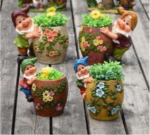 Wholesale Resin garden gnome elf figurine flower pot garden decoration from china suppliers