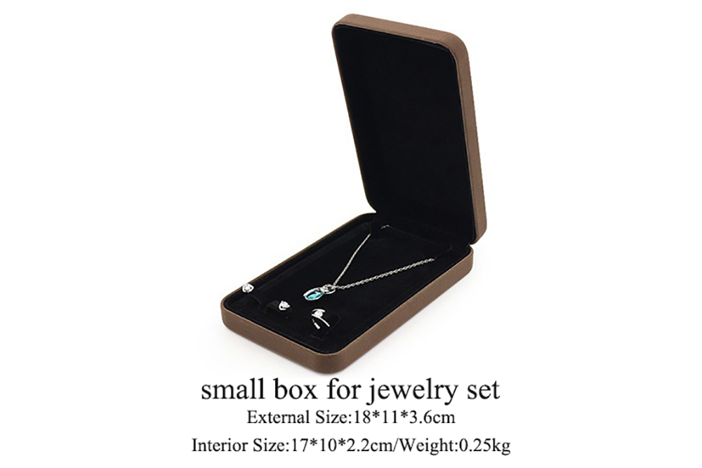 Brown Jewelry Velvet Packaging Box For Necklace Rings